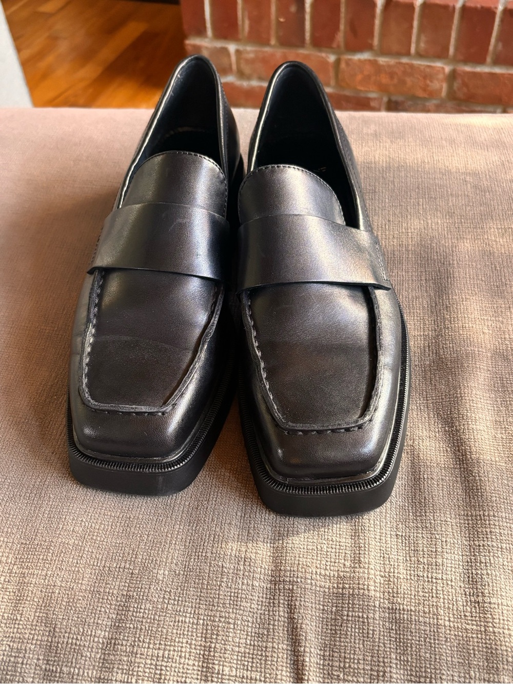 Vagabond Shoemakers Black Leather Square Toe Loafers - Size EU 38 / US 8